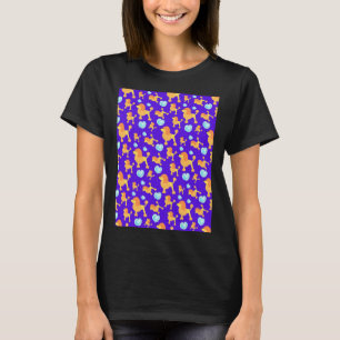 Camiseta Padrão Sem Costura Com Corações Brilhantes Azuis