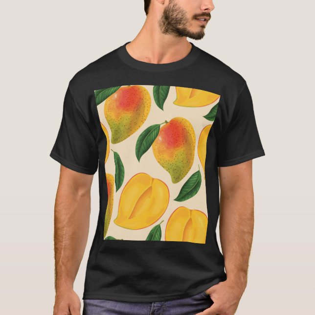 Camiseta Padrão sem costura da Fruta de Mango (Frente)