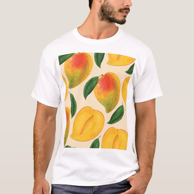 Camiseta Padrão sem costura da Fruta de Mango (Frente)