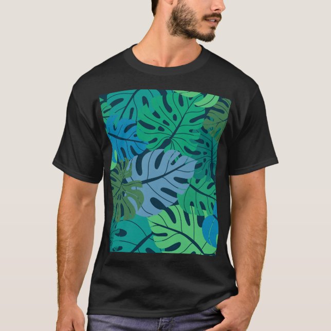 Camiseta Padrão sem costura da selva tropical (Frente)