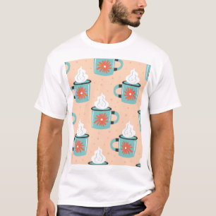 Camiseta Padrão sem costura de taça azul claro.