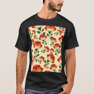Camiseta Padrão sem costura, decoração colorida de flores.