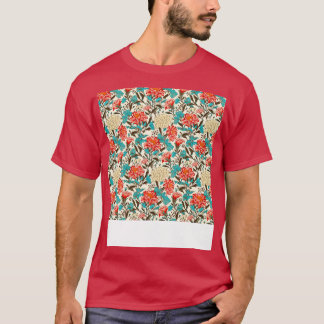 Camiseta Padrão sem costura floral Boho Flor Rosa Bonito Wi