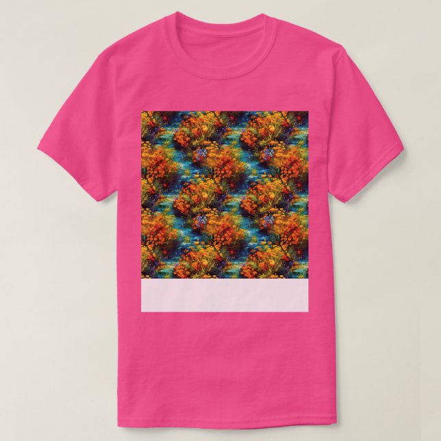 Camiseta Padrão sem costura floral Boho Flor Rosa Bonito Wi (Frente do Design)