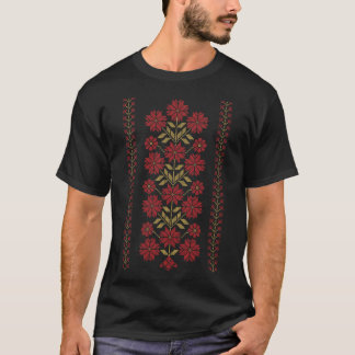 Camiseta Padrão Tradicional de Flores de Bordados de Tatree
