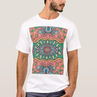 Camiseta Padrão Tribal Desenhado À Mão abstrato.