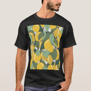 Camiseta Padrão tropical com limões amarelos.
