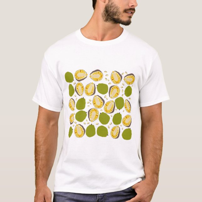 Camiseta Padrão Tropical de Colza de Verão - Fruta exótica (Frente)