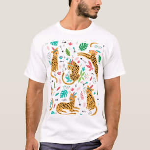 Camiseta Padrão tropical dos Leopardos tribais infantis