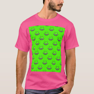 Camiseta Padrão Ufo de Alienígena Verde Brilhante