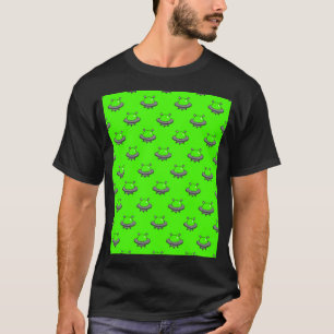 Camiseta Padrão Ufo de Alienígena Verde Brilhante