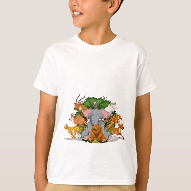 Camiseta Padrão Único de Animais Coloridos (Frente)