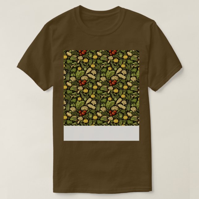 Camiseta Padrão Vegetal Sem Costura Veggie Leafy Green Sala (Frente do Design)