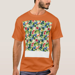 Camiseta Padrão Vegetal Sem Costura Veggie Leafy Green Sala