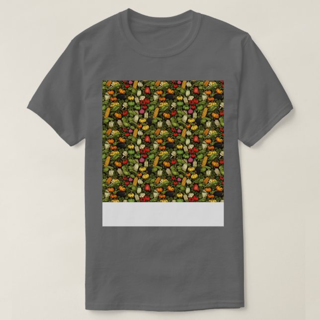 Camiseta Padrão Vegetal Sem Costura Veggie Leafy Green Sala (Frente do Design)