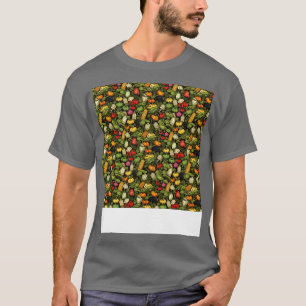 Camiseta Padrão Vegetal Sem Costura Veggie Leafy Green Sala