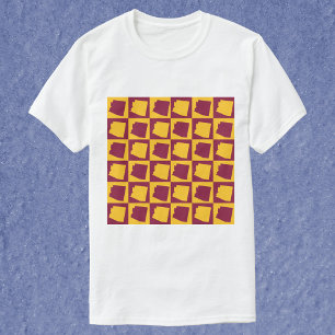 Camiseta Padrão Xadrez Arte Pop do Arizona Marrom Dourado