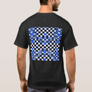 Camiseta Padrão Xadrez Com Corações Azuis & Formas