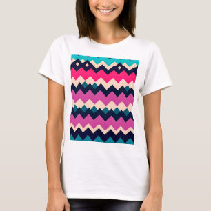 Camiseta Padrão Zigzag Chevron Colorido
