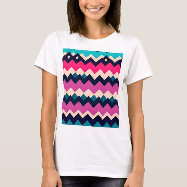 Camiseta Padrão Zigzag Chevron Colorido (Frente)
