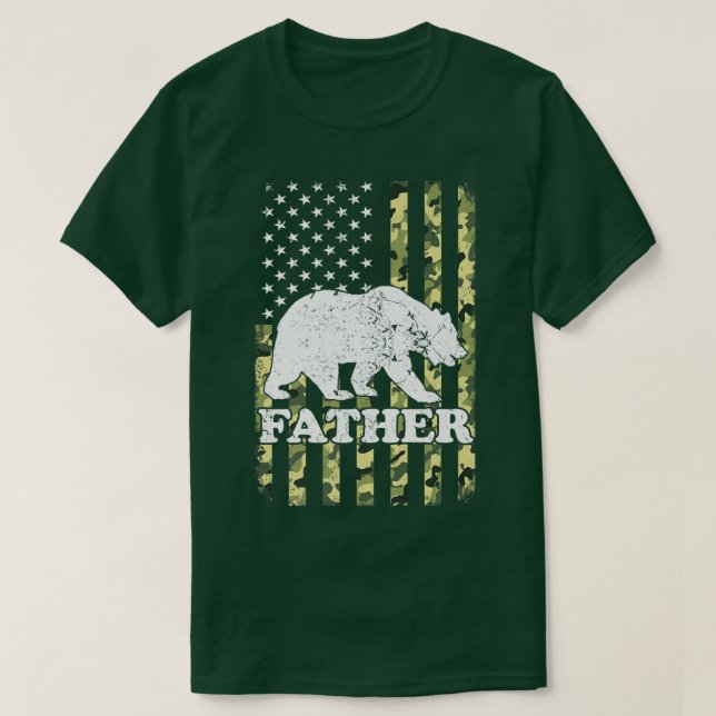 Camiseta Padre Bear Camping Hiperligação Camuflagem EUA (Frente do Design)