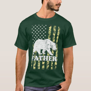 Camiseta Padre Bear Camping Hiperligação Camuflagem EUA