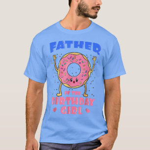 Camiseta Padre da Festa de Rosquinha Rosa Rosa de Aniversár