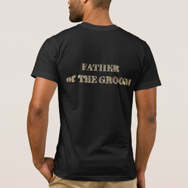 Camiseta Padre do Ouro do Groom Glitter Typografia Chic (Verso)