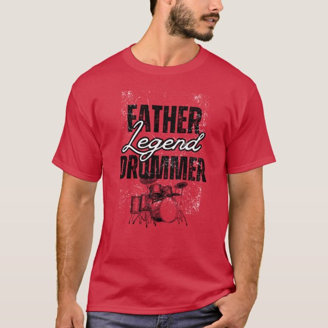 Camiseta Padre Drummer Legend engraçado (Frente)
