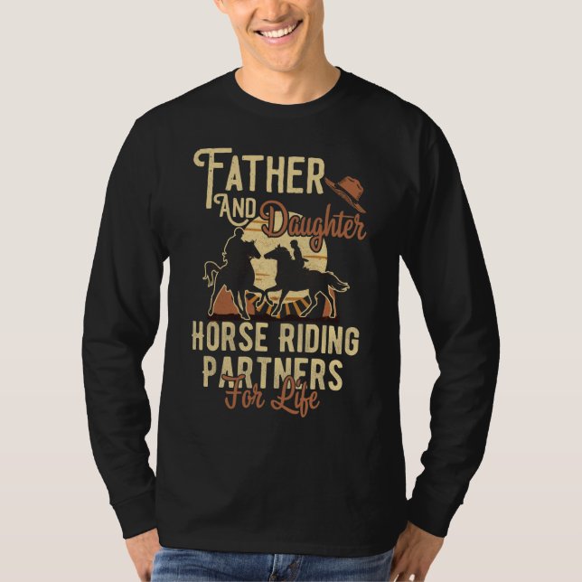 Camiseta Padre E Parceiros De Corrida De Cavalo Para A Vida (Frente)