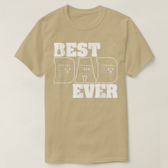 Camiseta Padre Guitarista Melhor Pai Nunca D D D Chord Ofer (Frente do Design)