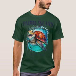 Camiseta Padre Island Texas Watercolor Happy Sea Turtle