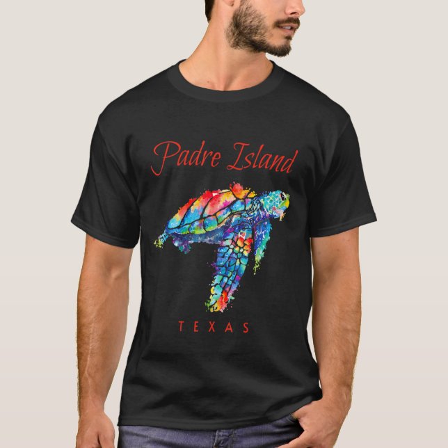 Camiseta Padre Island Texas Watercolor Sea Turtle (Frente)