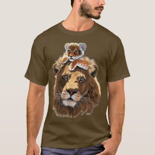 Camiseta Padre Lion e leão macho do leão