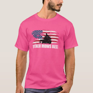 Camiseta Padre Mows Best Lawn Care Pai Remando Fa Patriótic