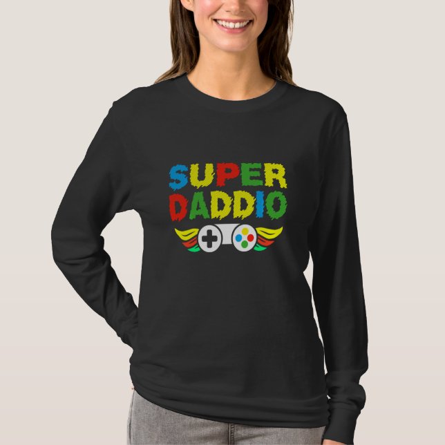 Camiseta Padre S Day Presente Para Pai Super Daddio Gamer D (Frente)