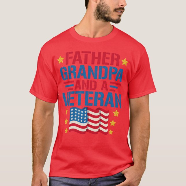 Camiseta Padre Vovô E Um Veterano Engraçado (Frente)