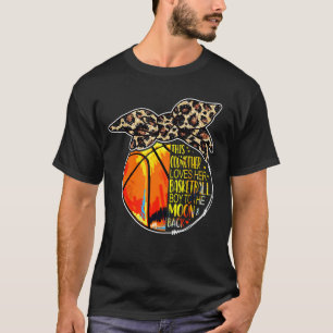 Camiseta Padrinha de basquete Vintage Leopard Messy Bun