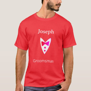 Camiseta padrinho adicionar nome ano gravata borboleta verm