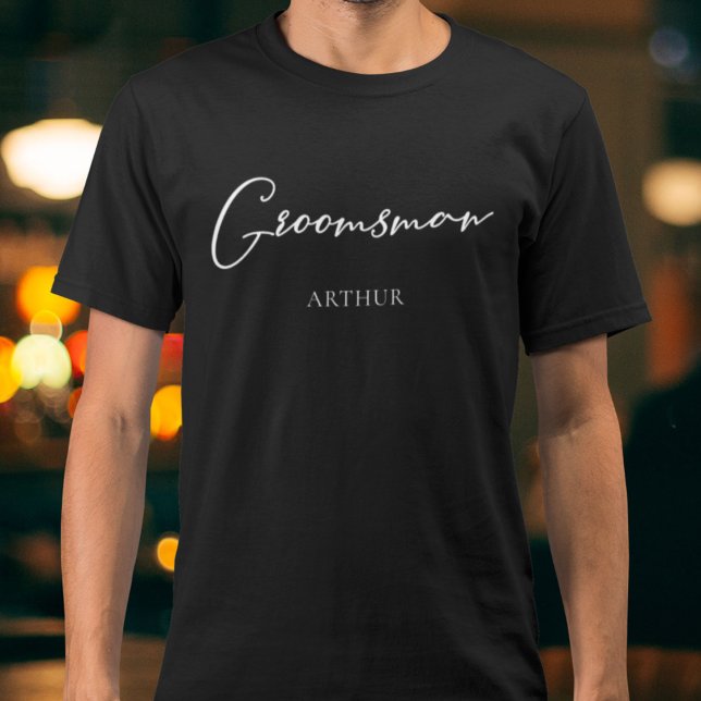Camiseta Padrinho de casamento Personalizado Chic Modern Ba (Criador carregado)