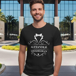 Camiseta Padrinho de casamento Tuxedo Tie Preto