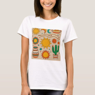 Camiseta Padrões Boêmicos Leis desenhados à mão, luas