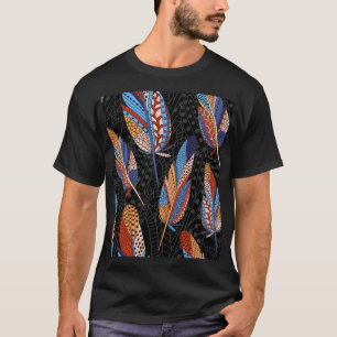 Camiseta Padrões Coloridos De Penas Sem Olhos.