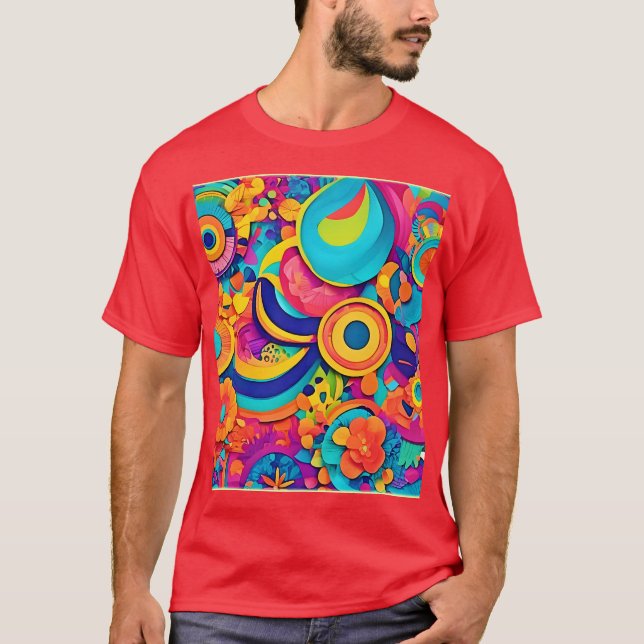 Camiseta Padrões Concentrados Coloridos (Frente)