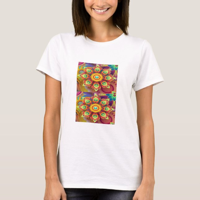 Camiseta Padrões de abstrato florais de fogo (Frente)