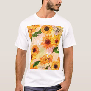 Camiseta Padrões de Aquarela Amarelos Desenhados À Mão