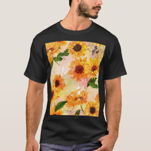 Camiseta Padrões de Aquarela Amarelos Desenhados À Mão