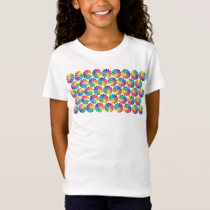 Camiseta Padrões de Círculo de Pontos de Cor + fundo