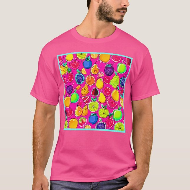 Camiseta Padrões de fusão de Frutas vibrantes (Frente)