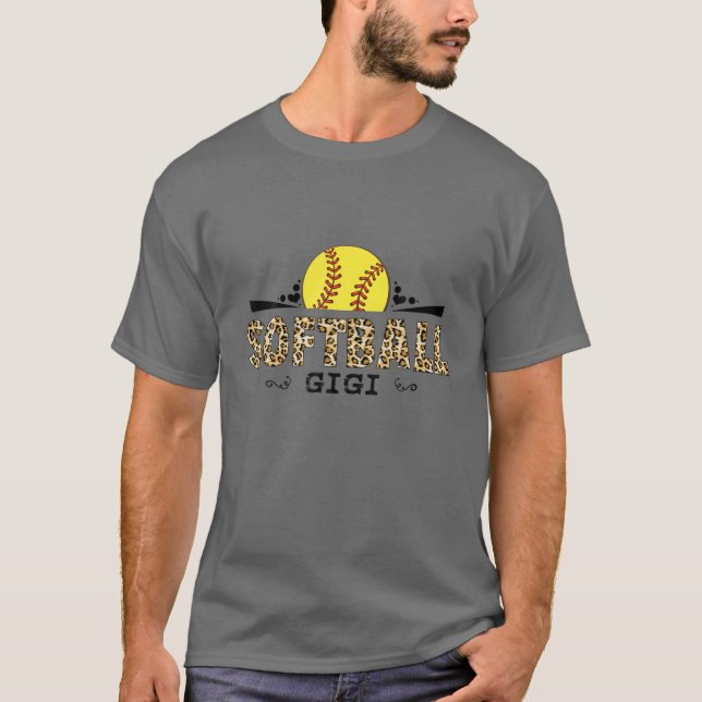 Camiseta Padrões De Leopardo Gigi De Softball (Frente)